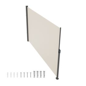 Retractable Side Awning, 71''x 118'' Aluminum Outdoor Privacy Screen, 280g Polyester Water-proof Retractable Patio Screen