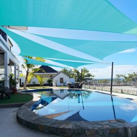 Artpuch Custom Size Mixed Turquoise Sun Shade Sail Triangle Canopy 185 GSM Durable Fabric UV Block Awning for Outdoor Patio Garden Backyard (Cust (Color: Mixed Turquoise, size: 13x21x24.7)