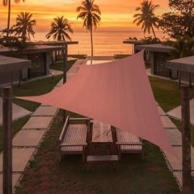 Artpuch Custom Size Rust Red Sun Shade Sail Triangle Canopy 185 GSM Durable Fabric UV Block Awning for Outdoor Patio Garden Backyard (Customized (Color: Rust Red, size: 09'x26')
