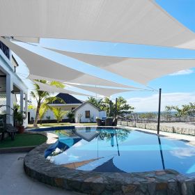 Artpuch Custom Size Light Gray Sun Shade Sail Triangle Canopy 185 GSM Durable Fabric UV Block Awning for Outdoor Patio Garden Backyard (Customize (Color: Light Gray, size: 20X29X29)